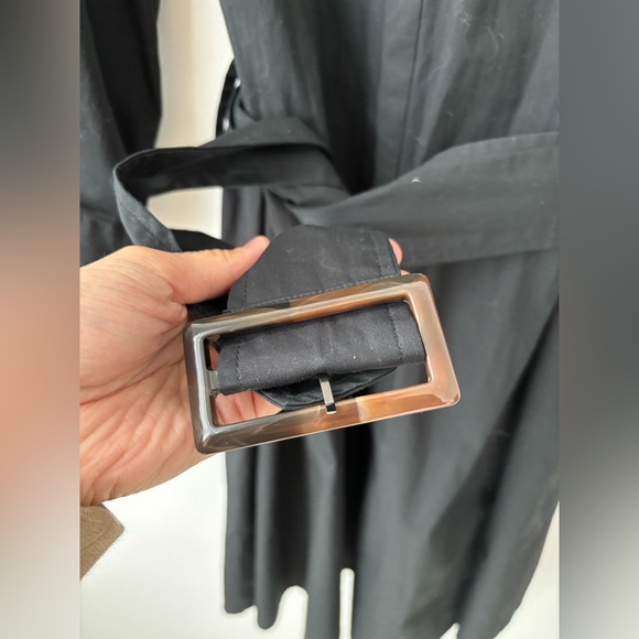 Banana Republic Black Belted Shirt Dress Womens Large Puff Sleeve Cotton Midi - Picture 6 of 10